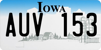 IA license plate AUV153