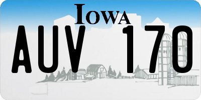 IA license plate AUV170