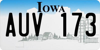 IA license plate AUV173