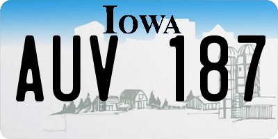 IA license plate AUV187