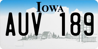 IA license plate AUV189