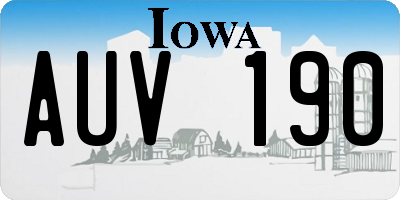 IA license plate AUV190