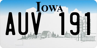 IA license plate AUV191