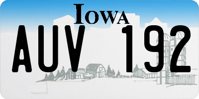 IA license plate AUV192