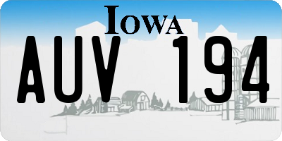 IA license plate AUV194