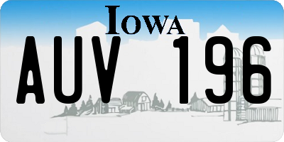 IA license plate AUV196