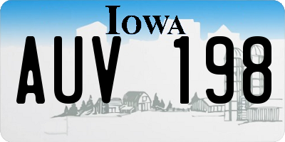 IA license plate AUV198