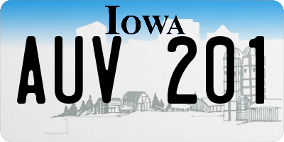 IA license plate AUV201
