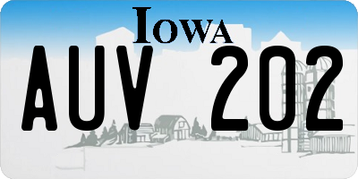 IA license plate AUV202