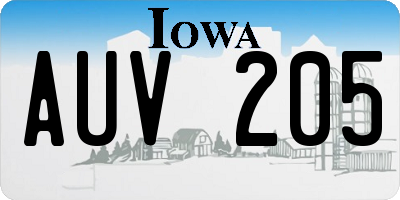 IA license plate AUV205