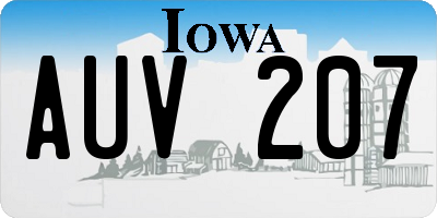 IA license plate AUV207