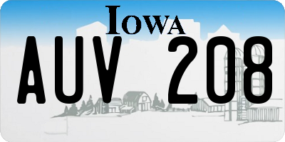 IA license plate AUV208
