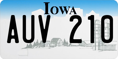 IA license plate AUV210