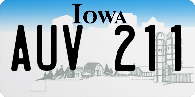 IA license plate AUV211