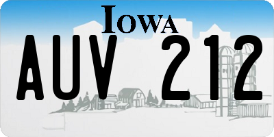IA license plate AUV212