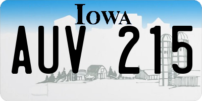 IA license plate AUV215