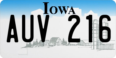 IA license plate AUV216