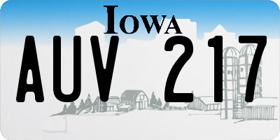 IA license plate AUV217