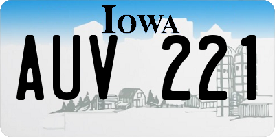 IA license plate AUV221