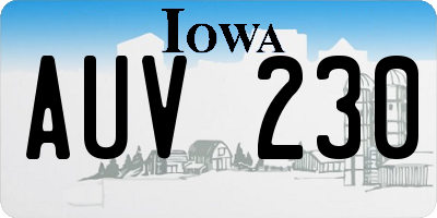 IA license plate AUV230