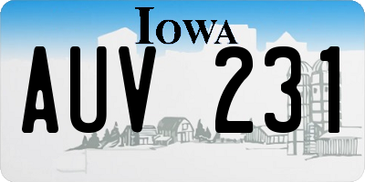 IA license plate AUV231