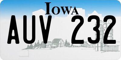 IA license plate AUV232