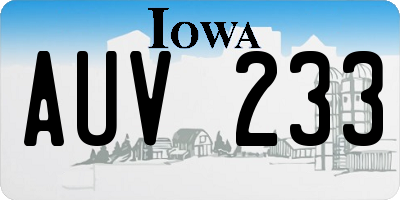 IA license plate AUV233