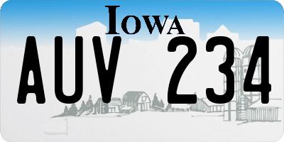 IA license plate AUV234