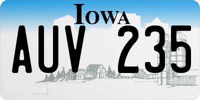 IA license plate AUV235