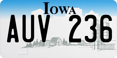 IA license plate AUV236