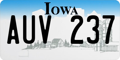 IA license plate AUV237