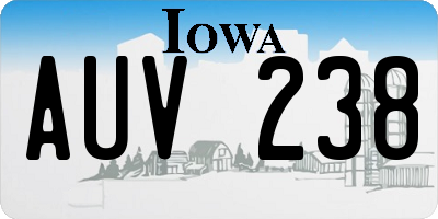IA license plate AUV238