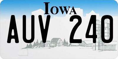 IA license plate AUV240