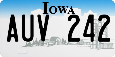 IA license plate AUV242