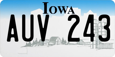 IA license plate AUV243
