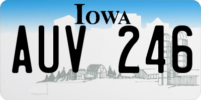 IA license plate AUV246