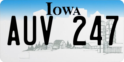 IA license plate AUV247