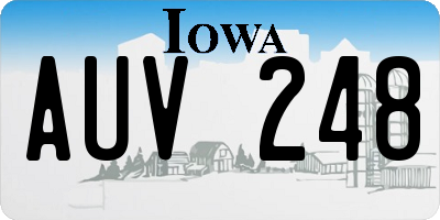 IA license plate AUV248