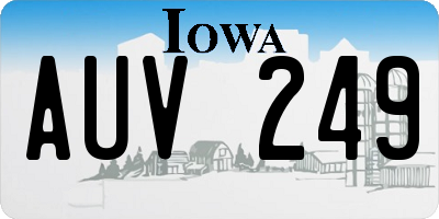 IA license plate AUV249