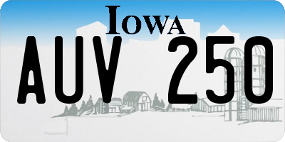 IA license plate AUV250