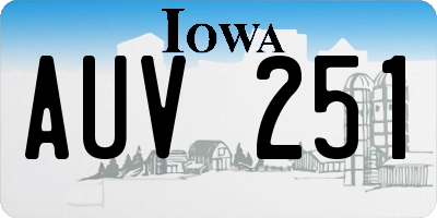 IA license plate AUV251