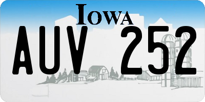 IA license plate AUV252