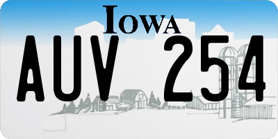 IA license plate AUV254
