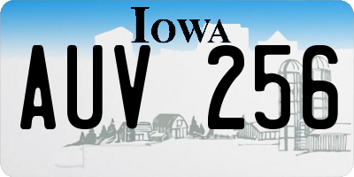 IA license plate AUV256