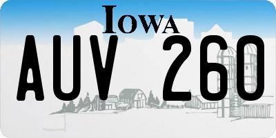 IA license plate AUV260