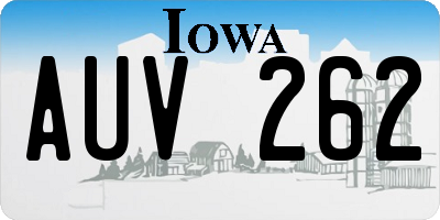 IA license plate AUV262