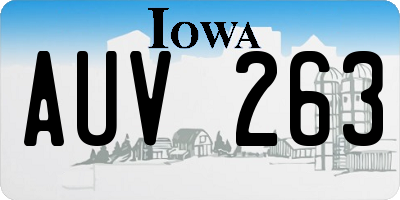 IA license plate AUV263