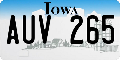 IA license plate AUV265