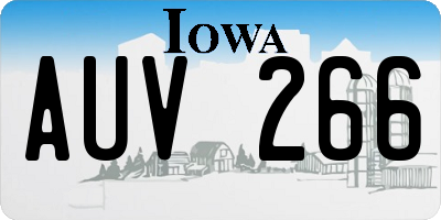 IA license plate AUV266