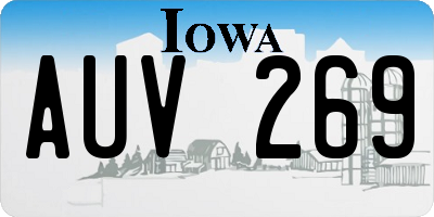 IA license plate AUV269